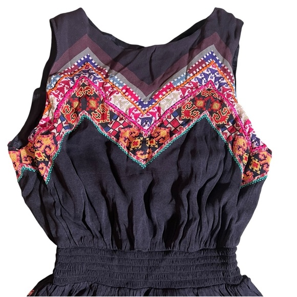 Anthropologie Tanvi Kedia Black Embroidered Bohemian A-Line Dress Size 2 - Picture 7 of 12